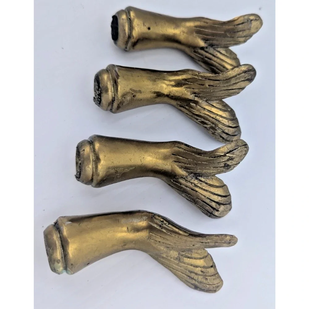 4 Brass Fish Tail Foot End Slip on Part Solid Decor Repurpose Furniture Pieces